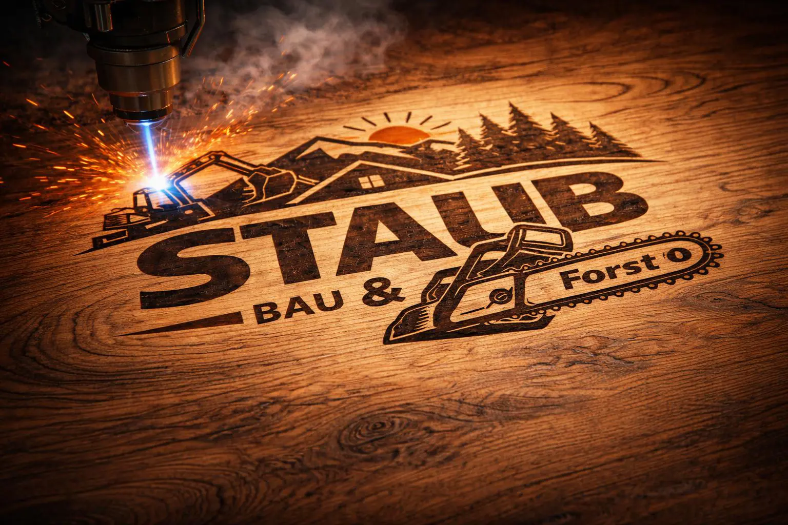 Bau · Forst · Lasergravur